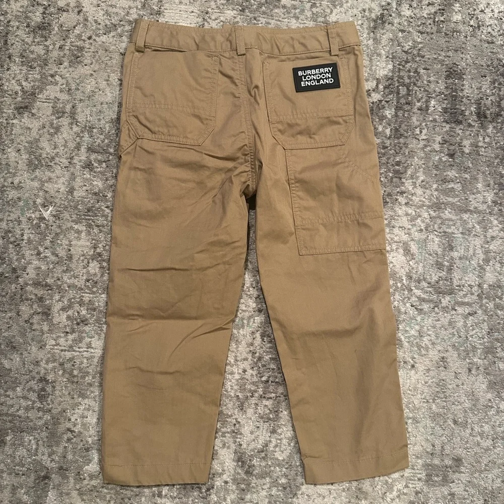 9. BURBERRY Boys Logo Patch Cargo Khaki Pants